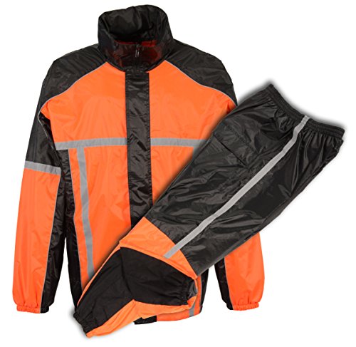 Men's High Visibility Orange Waterproof Rain Suit w/ Reflective Tape