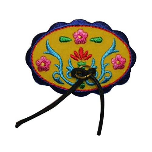 ID 3418 Oval Western Bolo Tie Patch Dress Flower Embroidered Iron On Applique