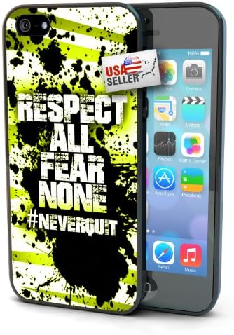 Sports Hashtag Never Quit 'Respect All Fear None' Black Plastic Cover Case for iPhone 5 or 5s