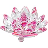 Clear Crystal Lotus, Sparkle Crystal Flower with Gift Box, Hue Reflection, Glittering, Peace, Purity, Good Fortune,Wisdom,Feng Shui Ornaments,Home Decor,Party,Photography (4.7"/12cm, Pink)