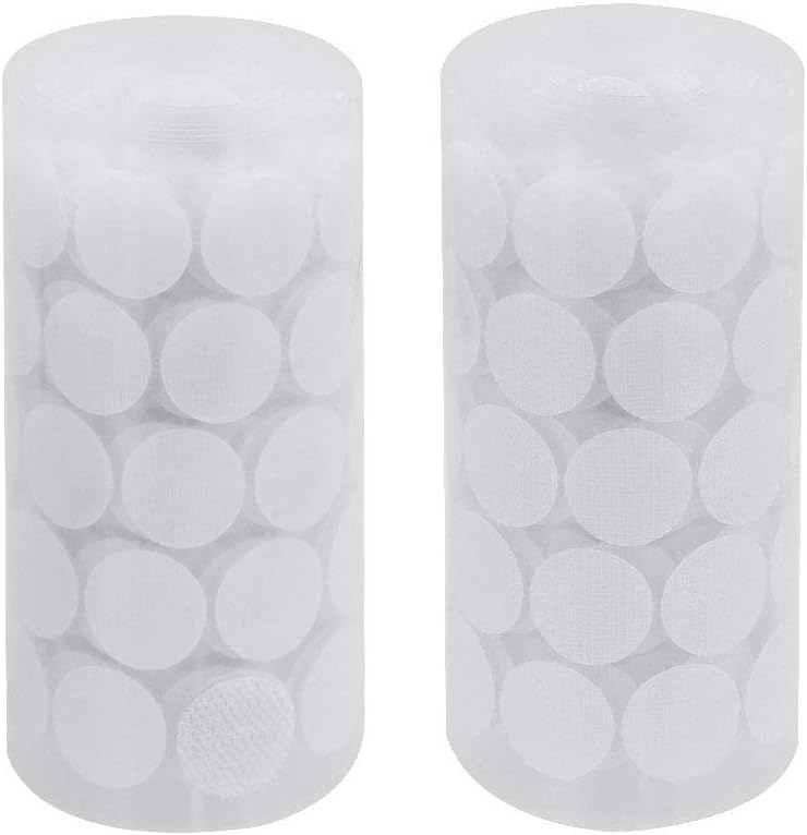 CODIRATO 500 Pcs Self Adhesive Dots Tapes Sticky Back Coins Dots with Hook and Loop Round Pads for Home Office School (White)
