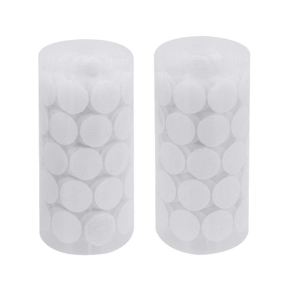CODIRATO 500 Pcs Self Adhesive Dots Tapes Sticky Back Coins Dots with Hook and Loop Round Pads for Home Office School (White)