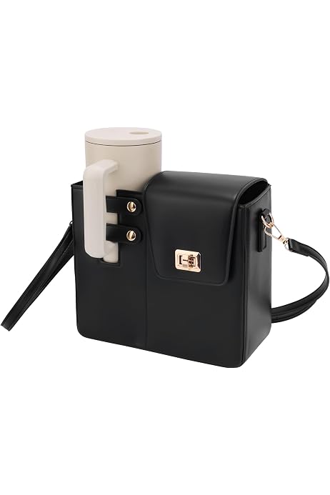 OOAAVVJL Crossbody Water Bottle Bag - Portable Shoulder Bag With Holder For Stanley Cup & Large Tumblers | Waterproof Faux Leather