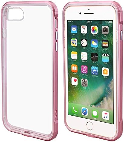 Iphone7 Case,Two Layers Edge-Designed Transparent TPU and PC Protective Frame With Two Side Button,Soft and clear Case For Iphone 7(4.7'') --Rose gold(4.7'')