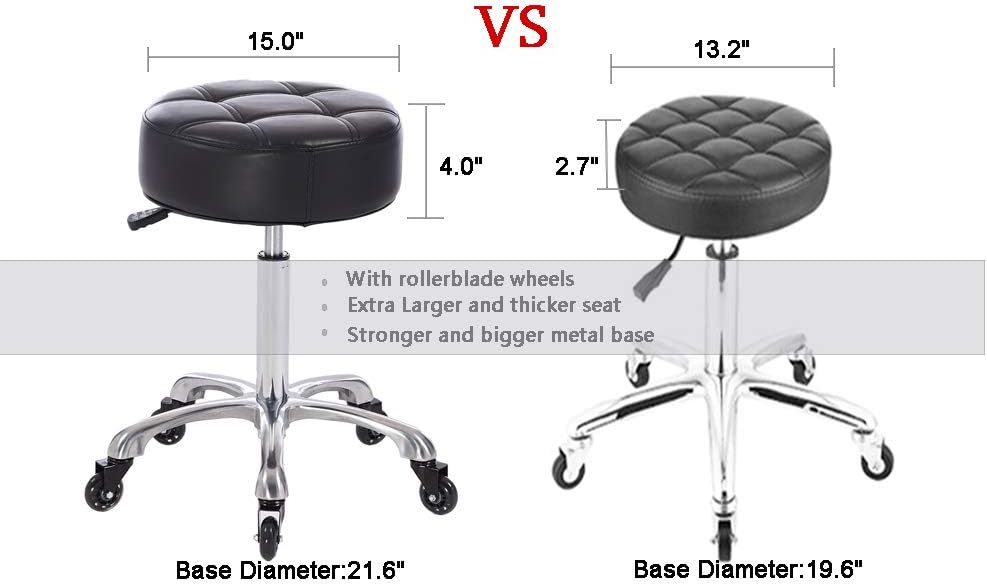 FRNIAMC Adjustable Salon Stool with Roller Style Wheels Hydraulic Swivel Rolling Stool Larger Seat Heavy Duty (400lbs Load Capacity) for Salon Office Home Use (Black): Kitchen & Dining