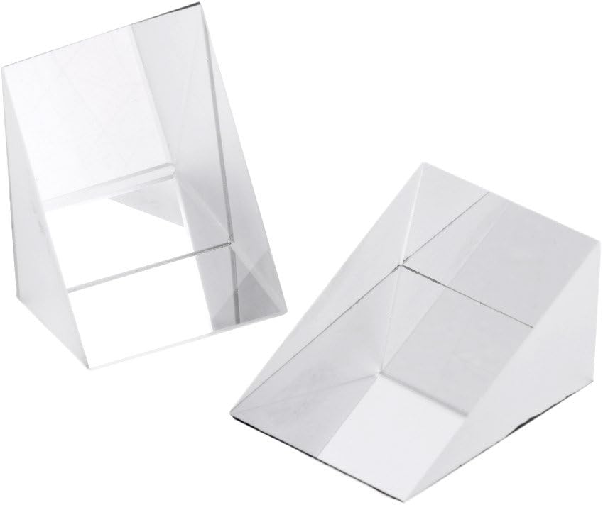 Hukai 2PCs 60° K9 Optical Glass Right Angle Triangular Internal Reflecting Prism Lens