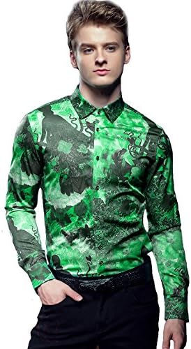 FANZHUAN 2017 Mens Printed Stylish Shirt Long Sleeve Slim Fit Wrinkle Free