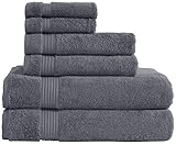 Hotel & Spa Quality Super Absorbent & Soft, Cotton, 6 Piece Turkish Towel Set for Kitchen & Decorative Bathroom Sets Includes 2 Bath Towels 2 Hand Towels 2 Washcloths, Charcoal Grey