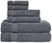 Hotel & Spa Quality Super Absorbent & Soft, Cotton, 6 Piece Turkish Towel Set for Kitchen & Decorative Bathroom Sets Includes 2 Bath Towels 2 Hand Towels 2 Washcloths, Charcoal Grey