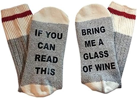 OMONISM Christmas IF You Can Read This PLEASE Bring Me Some Wine Socks (Khaki)