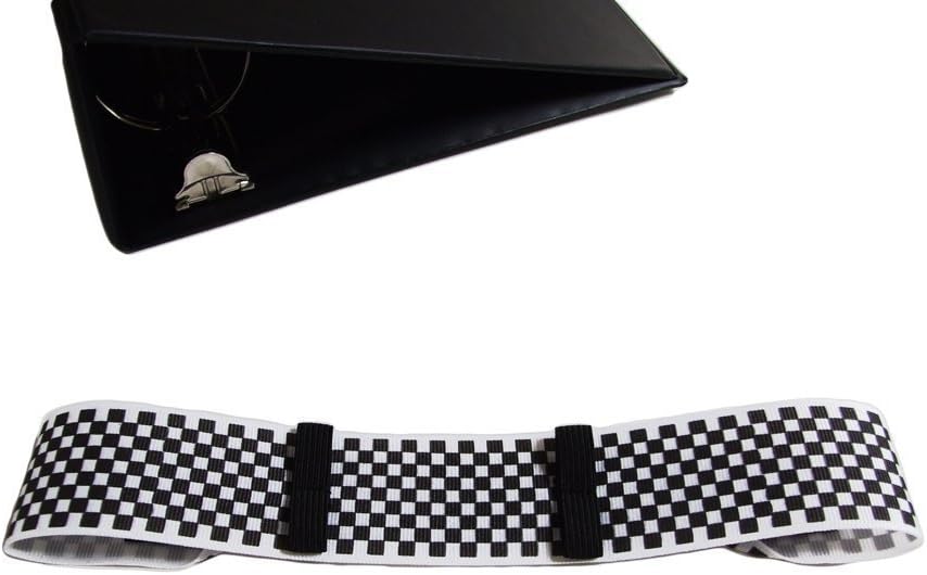 Planner Binder Band 2 Pen Holder, YOU Choose Pen Loop Size in CHECKERED Black and White, 4 Sizes for Standard Binder, Composition Book, Mini Binder, or a5 Journals
