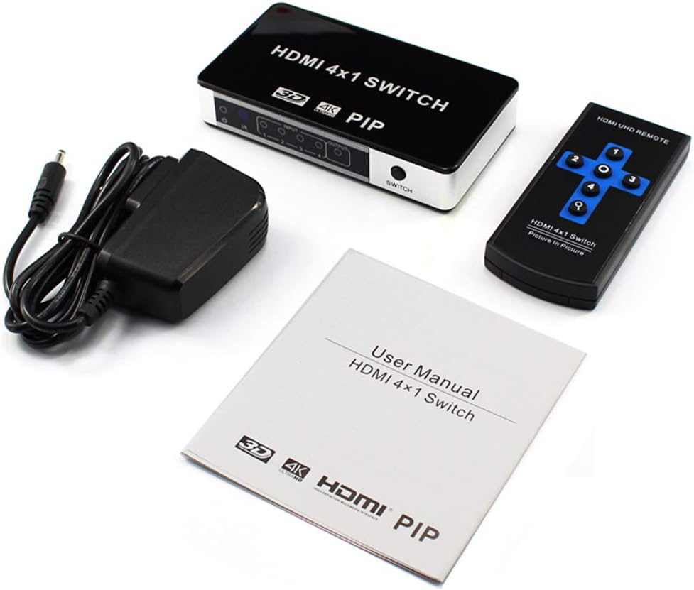 HDMI Switch 4x1 4K@30Hz 4 in 1 Out HDMI Picture in picture 4 port hdmi Switcher Selector Full HD 1080P With Remote Control
