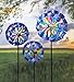 Plow & Hearth Colorful Ruffled Garden Wind Spinner, Set of 3 (Small, Medium, and Large) - Powder Coated All Weather Finish - Durable Steel Construction - Some Assembly Required - Metal Garden Art