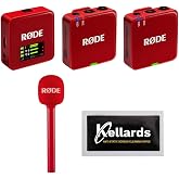 Rode Wireless GO (GEN3) RED Bundle Interview GO-Red Handheld Mic Adapter for the Wireless GO, Anti-Static Screen Cleaning Wipes (5-Pack)