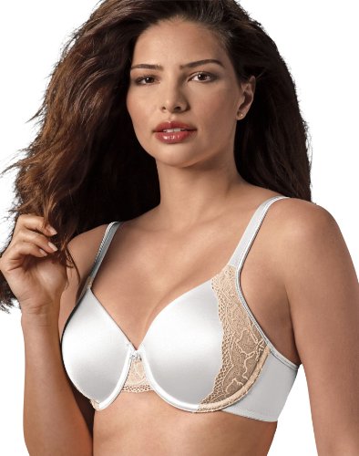 Bali Women's One Smooth U Bra With Lace Side Support, White/Soft Taupe, 34D