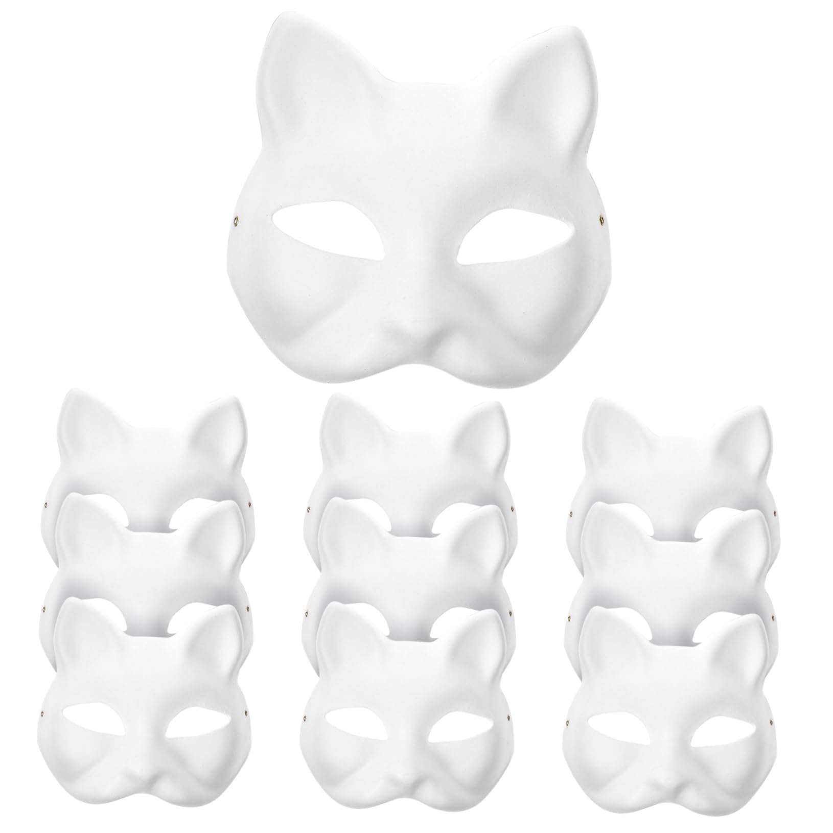 STOBOK 10Pcs DIY White Paper Masks Unpainted Cat Half Blank Hand Painted Masks Plain Masquerade for Decorating Craft Party Favors