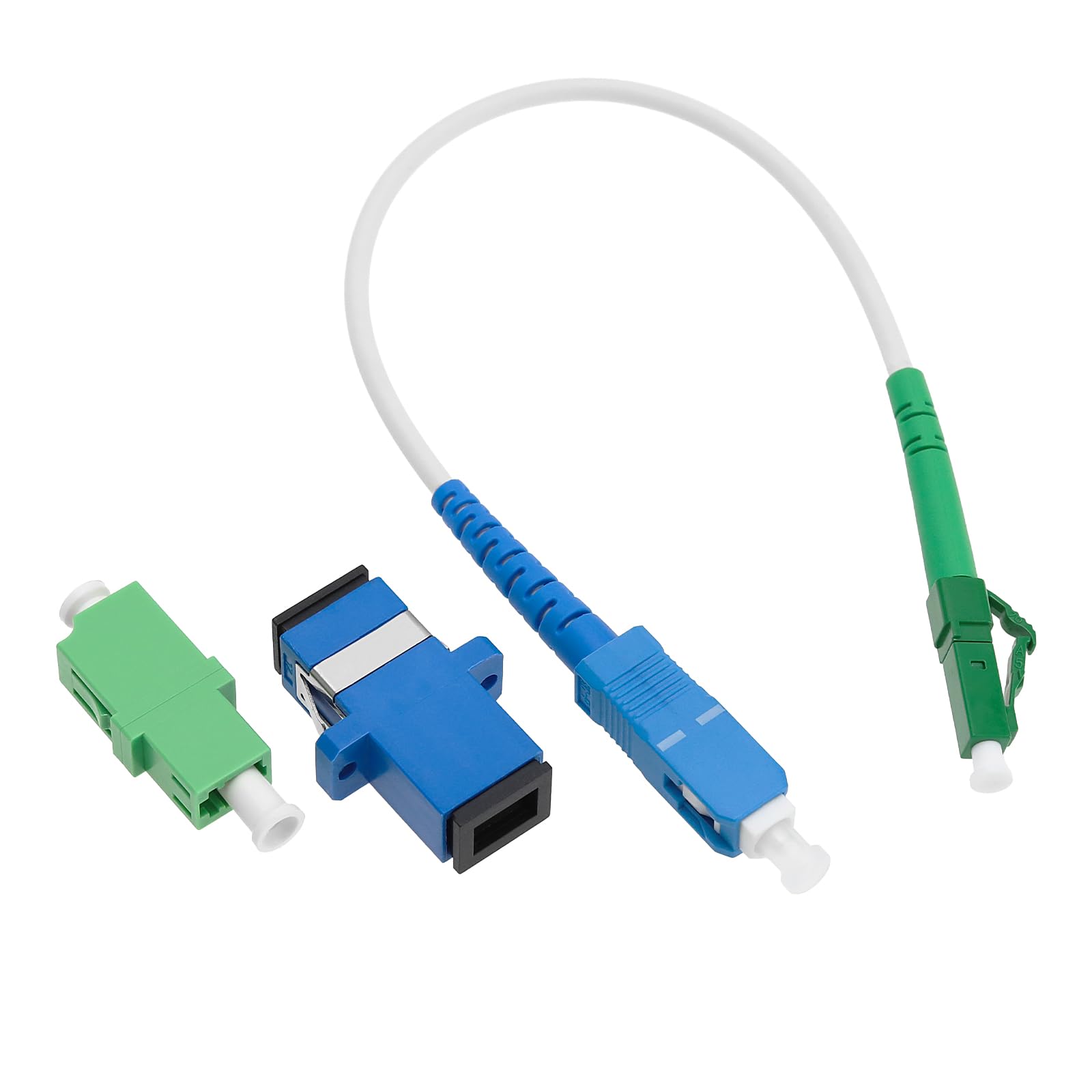 VGOL LC/APC-SC/UPC Fiber Optic Patch Cable - Singlemode Simplex Jumper - 20CM with Adapters and Couplers