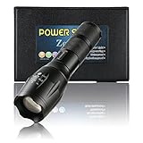 Flashlight，Zeasun A100 Tactical Telescoping Handheld Flashlight 900 Lumen 5 Modes XML T6 Outdoor Survival Torch,Use Rechargeable 18650 Battery or AAA 3 Batteries with DC Charger