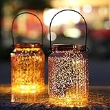 Solar Mercury Glass Jars 2 Pack Outdoor Table Lamps