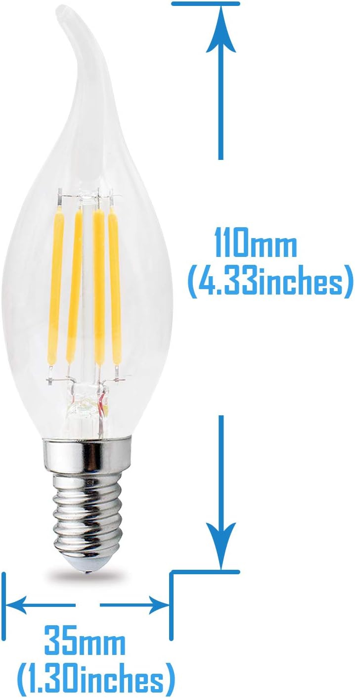 RClorBulb (Pack of 10) 4W E14 Dimmable Classical Glass LED Filament Candle Bulb Warm White C35L AC 220V - Image 4