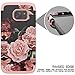 RabeMall Samsung Galaxy S7 Edge Case Unique Pretty Flowers for Girls/Women Anti-Fingerprint Three Layer High Impact Resistant Hybrid Shockproof Protective Cover,Floral Rose Gold