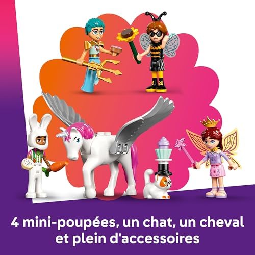 Friends Soirée Déguisée avec Une Licorne et Une Fée - Jouet avec Scène & Cabine DJ, 4 Mini-Poupées, Churro Le Chat, Figurine de Cheval & Accessoires Amusants - Cadeau pour Fille dès 6 Ans 42661