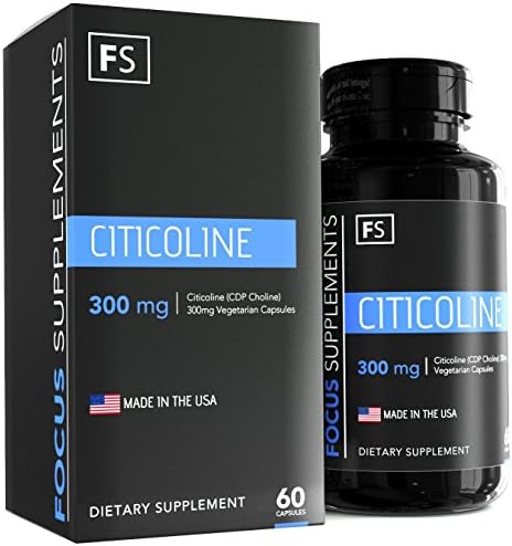 Citicoline (CDP Choline) 300mg - Vegetarian Capsules - Made in the USA (1 Bottle - 60 Capsules)