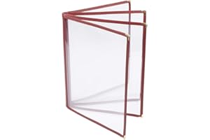 TEZZORIO (10 Pack) 4 Page Book Fold Menu Covers, Dark Red/Maroon, 8 View, 8.5 x 11-inches Insert Menu Covers with Double Stitched Binding and Protective Corners
