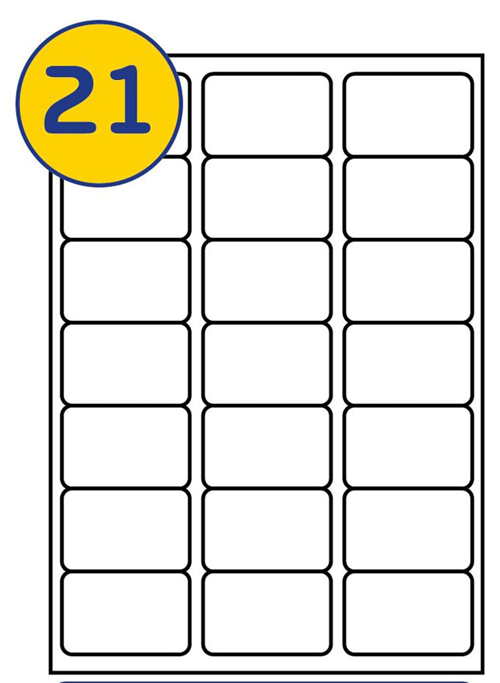 LABELS4U 100 Sheets A4, 21 Labels Per Sheet Size 63.5 x 38.1mm (2100)