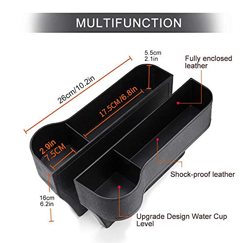 Moshbu 2 PCS Car Seat Pockets ABS Car Console Side Organizer Seat Gap Filler with Cup Holder for Cup, Cellphone, Wallet, Keys, Etc - Thumbnail 5