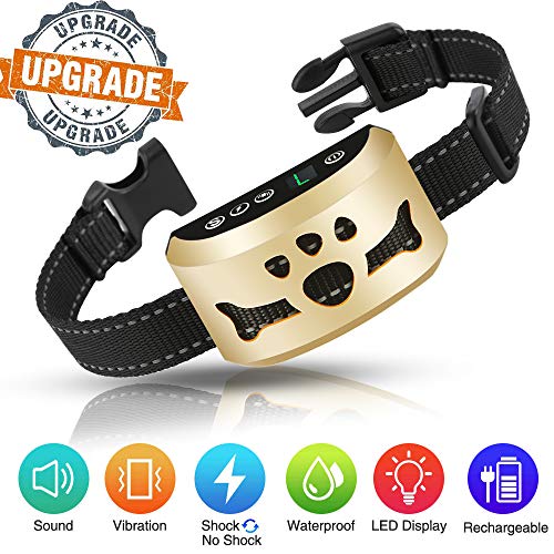 lushujun Dog Bark Collar, Rechargeable Stop Barking Collar with 7 Adjustable Sensitivity and Intensity Levels, Rainproof Bark Collar for Small Large Medium Dogs (6.5 to 24-inch Neck Size)