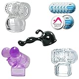 Bundle - 5 Items: 4 Male Wand Attachments For Hitachi Magic Wand Original and Rechargeable Includes Sir SpankAlot, Hummingbird, Vibe Cup, P Spotter + SensualHut Lube 6 Pack