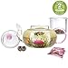 Teabloom Pretty in Pink Rose Teapot - 34 oz Borosilicate Glass Teapot, 2 Blooming Tea Flowers, Glass Tea Infuser - Thermal Shock Resistant - Stovetop, Microwave Safe