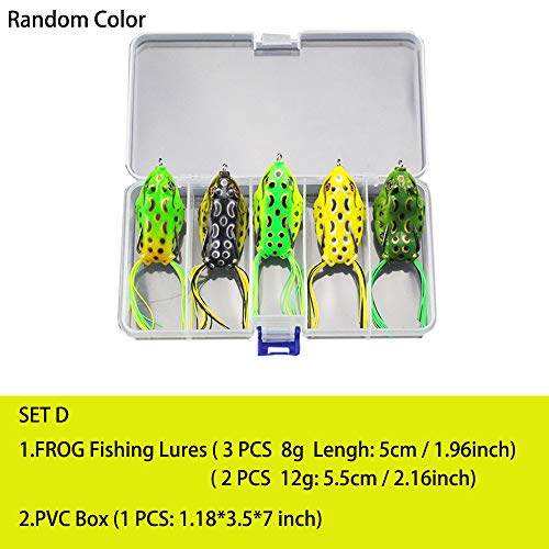 Xersex 5pcs Leurre Grenouille Pêche Douce Hameçon Avec Boîte 5g 8g 12g