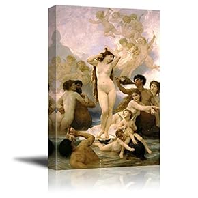 The Birth of Venus by William Adolphe Bouguereau Giclee Canvas Prints Wrapped Gallery Wall Art | Stretched and Framed Ready to Hang - 16" x 24"