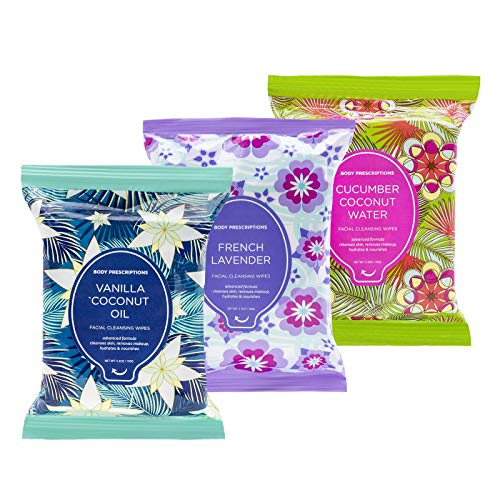 Body Prescriptions Makeup Remover Wipes Bulk, 3 Pack, 90 Facial