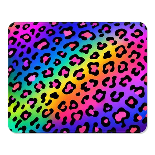 ITNRSIIET Mouse Pad Rainbow Leopard Smooth Surface
