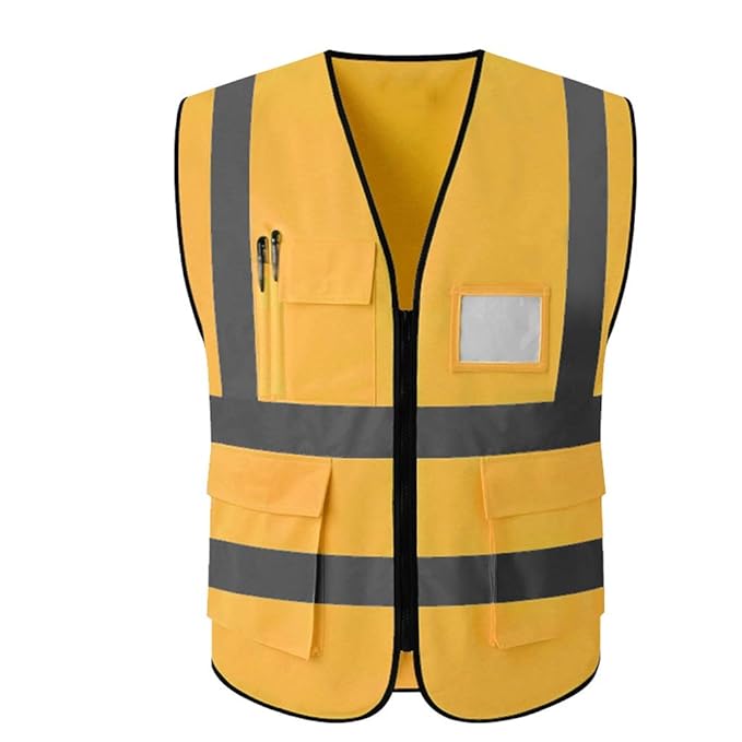 LYL-Safety-Westen Warnwesten Hohe Sichtbarkeit Reflektierende Warnwesten Reflektierende Weste Multi Taschen Arbeitskleidung S