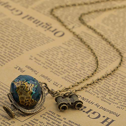 Barogirl Earth Globe Necklace Telescope Vintage World Travel Accessories Jewelry for Women and Girls