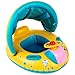 Here Fashion Baby Pool Float Inflatable Swimming Ring with Safety Seat Adjustable Sunshade Canopy for Infant Toddler