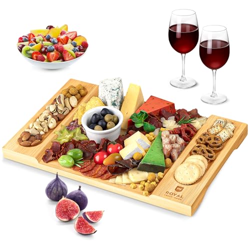 ROYAL CRAFT WOOD Charcuterie and Cheese Board - Large Bamboo Cheese Board