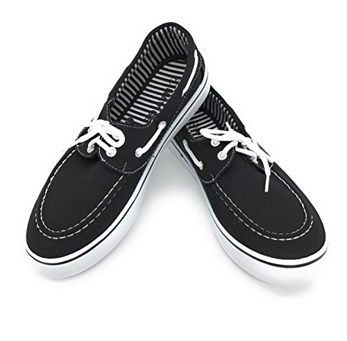Blue Berry EASY21 Women Canvas Round Toe Lace up Flat Sneaker Oxford Boat Shoe
