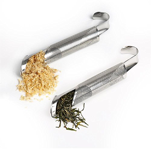 2 PCS Stainless Steel Mesh Tea Infuser, Tea Filter, Premium Reusable Pipe Stick Tea Maker with Hook, Upgraded Tea Steeper Strainer for Loose Tea Leaves, Herbs