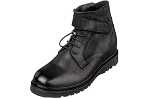 CALTO Men's Invisible Height Increasing Elevator Shoes - Black Leather Lace-up Work-Style Casual Boots - 3.2 Inches Taller - K83114 - Size 9 D(M) US