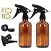 Mavogel, Pack of 2, 16 oz Empty Amber Glass Spray Bottle with Black Trigger Sprayers for Essential Oils, Cleaning Products - 1 Extra Trigger, 2 Bottle Caps, 4 Bottle Labels Included