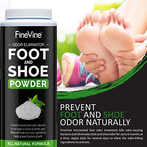Foot and Shoe Powder - Deodorizer and Odor Eliminator | Remove Bad Smells from Stinky Feet, and Sweaty Socks | Safe for Slippers, Sneakers, Athletes Footwear, Hockey and Tennis Equipment | Made in USA