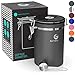 Coffee Gator Coffee Canister Stainless Steel Coffee Container - Fresher Beans and Grounds for Longer - Date-Tracker, CO2-Release Valve and Measuring Scoop - Large, Gray