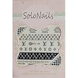 SoloNails 3D Art Sticker Decal Self Adhesive LV Inspried Silver Metallic Luxury Brand