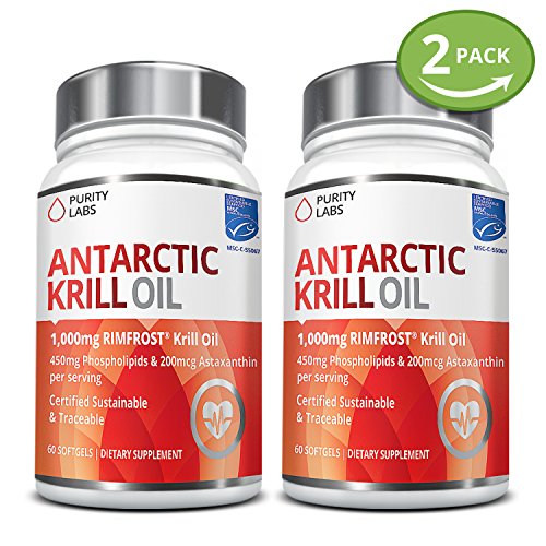 2 Bottle Bundle - Save an Extra 10% - Maximum Strength 100% Pure Antarctic RIMFROST® Krill Oil with 1,000mg Krill Oil & 450mg Phospholids per serving - 60 Softgels