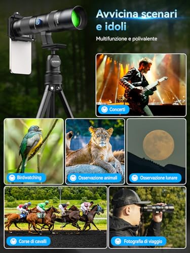 APEXEL Obiettivo zoom 20-60X professionale per smartphone – Cattura scene lontane con facilità